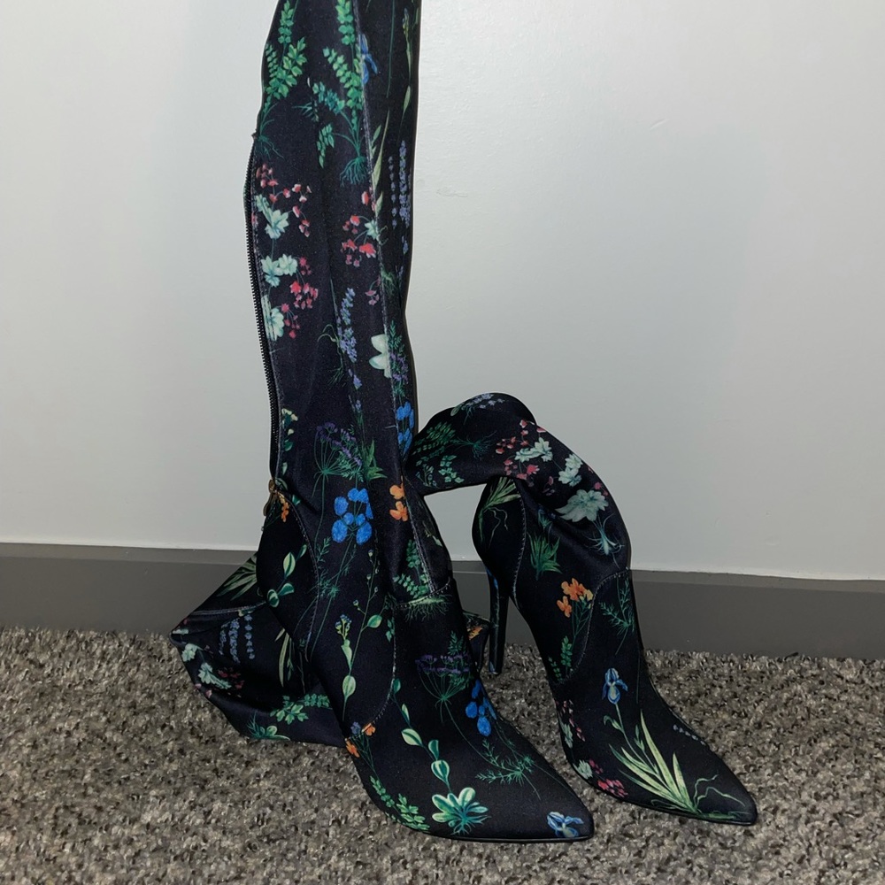 Floral thigh high boots from JustFab